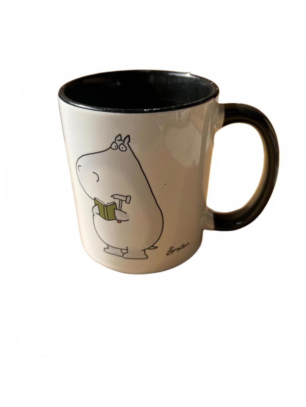 Cute Black and White Cartoon Character Coffee Mug with Motivational Quote